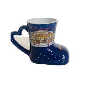 German Christkindlmarkt Gulhwein Boot Mug Cup Blue 2024 Carmel IN Heart Handle
